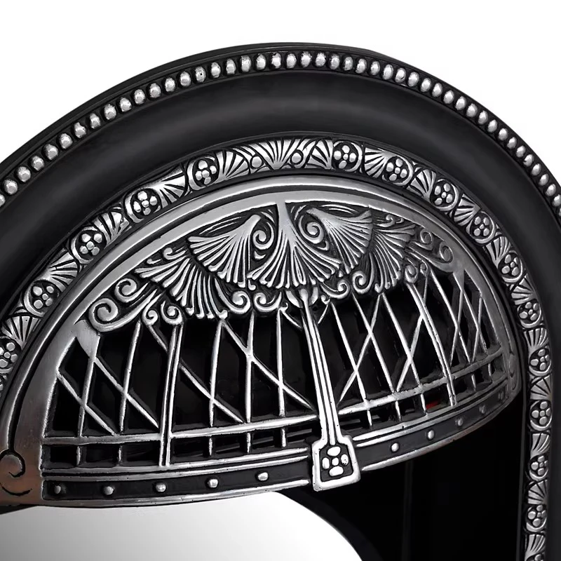 European-Style Modern Electric Fireplace with Faux Steel Material Curved Design Remote Control Provides Warmth Aesthetic Viewing