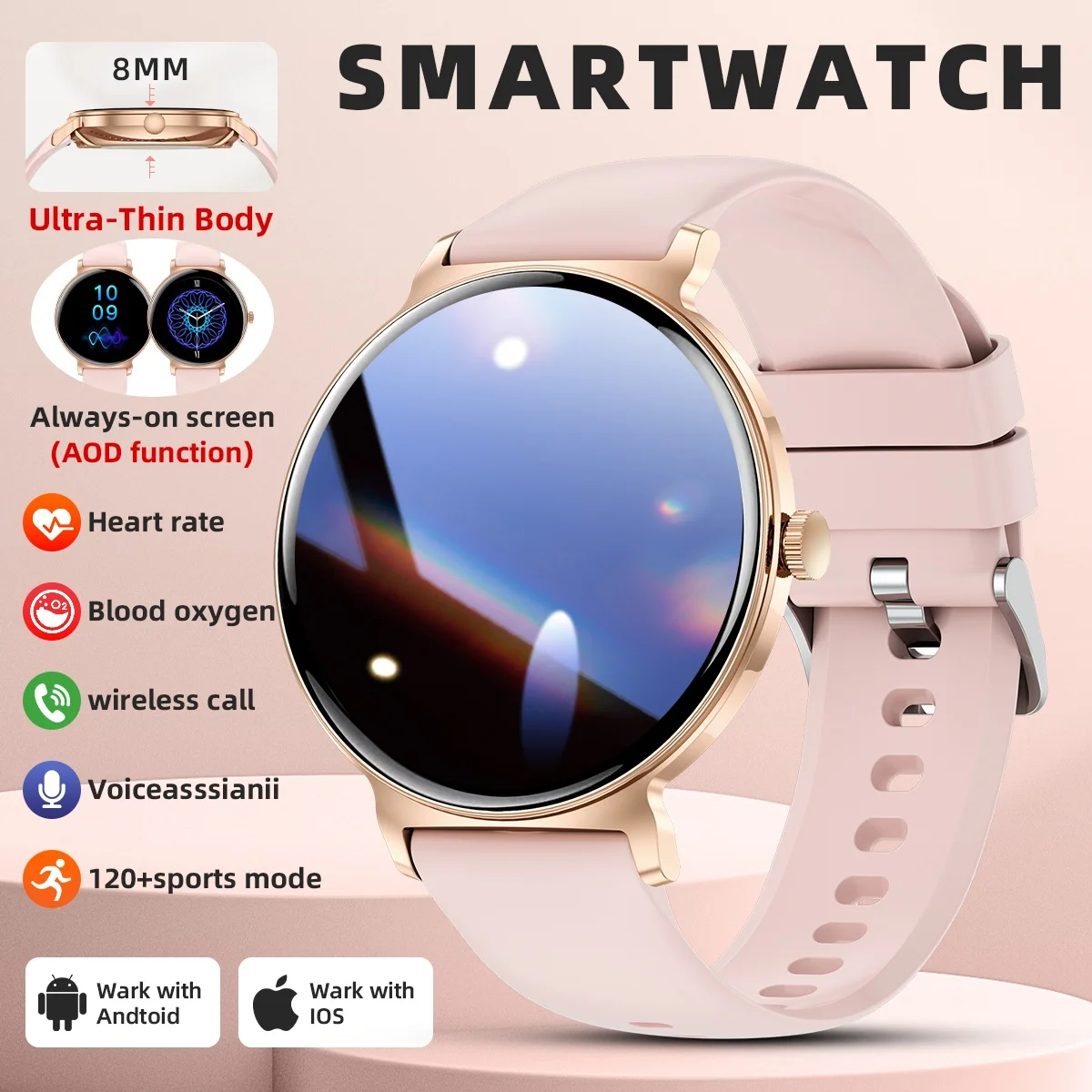 

Смарт-часы LIGE для женщин 2026: ультратонкий экран, настраиваемый циферблат, Bluetooth-звонки, водонепроницаемость IP68, фитнес-браслет для женщин