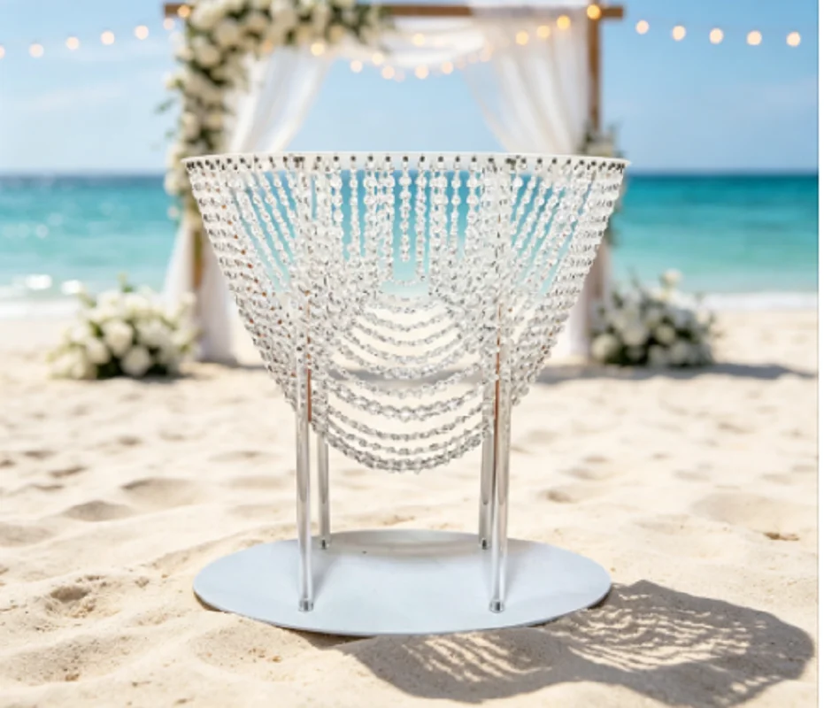 5PCS Wedding Crystal Acrylic Dessert Stand 68-105cm Transparent Flower Oval Cake Holder Table Centerpiece for Party Events