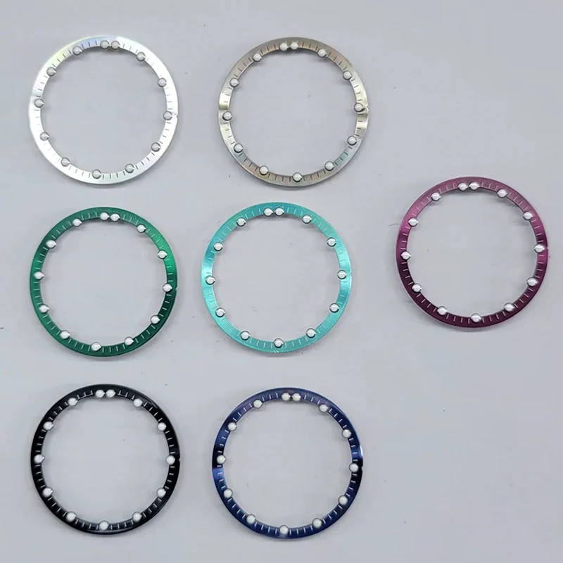 أجزاء الساعة قرص حلقي مضيء باللون الأخضر مع لوحة الظل الداخلية 24.5 ملم - 28.5 ملم متوافقة مع حركة NH70 اليابانية