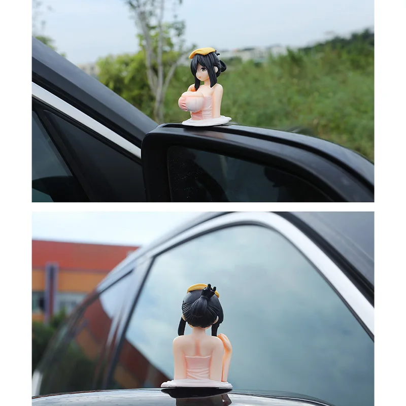 Cute Kanako Chest Shaking Girls Car Ornaments Cartoon Kawaii Anime Statue Car Dashboard Sexy Doll Figurine Car Decorations