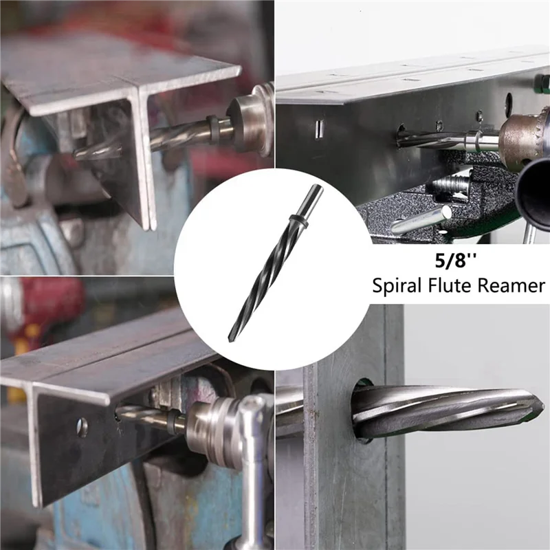 2 Buah Alat untuk Membesarkan Lubang Seruling Spiral 5/8 Inci dengan Batang 1/2 Inci, M2 HSS Jembatan/Pembesar Lubang Konstruksi Lancip Chucking Alat untuk Membesarkan Lubang Bor Bit-A78G
