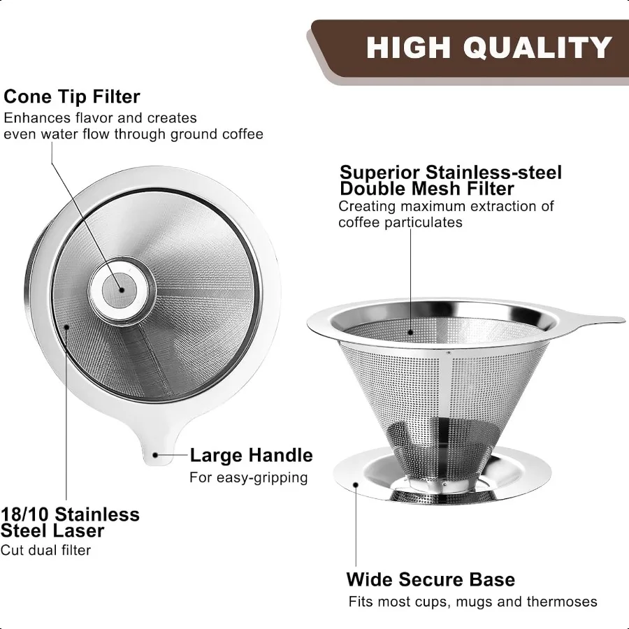 ترقية صب على فلتر القهوة قطارة القهوة Paperl M صانع فلتر القهوة الفولاذ المقاوم للصدأ واحد إلى اثنين كوب حفظ القهوة الطبيعية #5