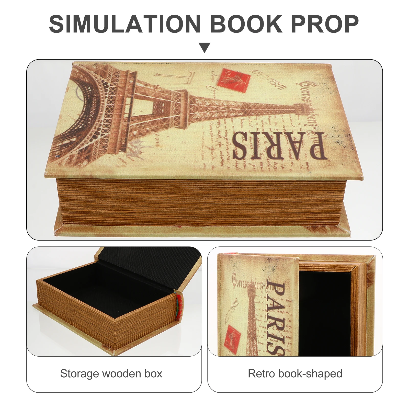 

Book Prop MDF Simulation Book Adornment PU Hollow Storage Box for Bookshelf Home namentsBookStorageBox