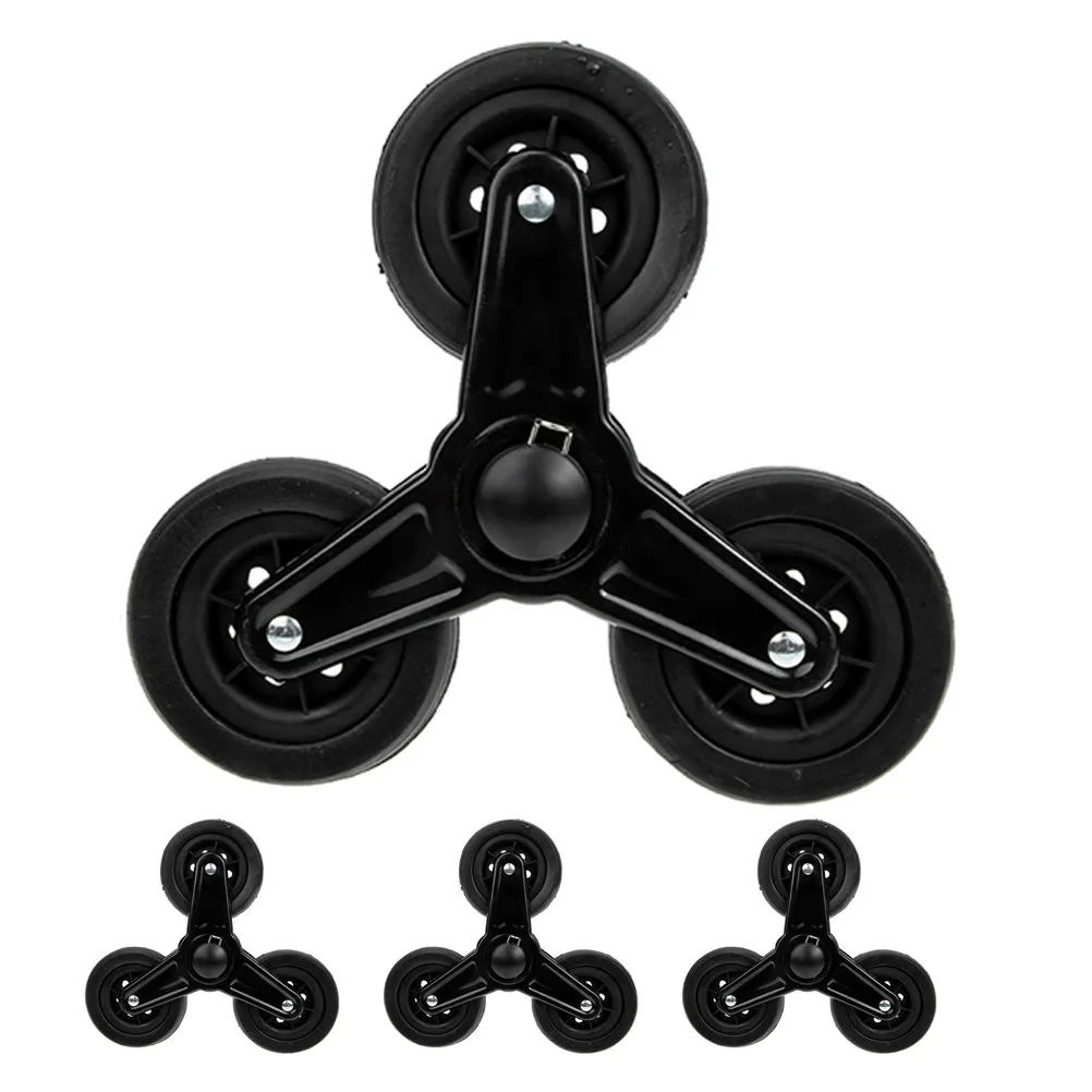 2Pairs Stair Climbing Cart Casters Iron Triangle Wheels Heavy Duty Shopping Cart Wheel Replacement Hand Truck Wheels