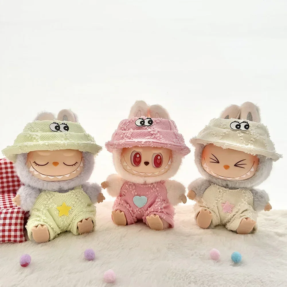 ل 15-17 سنتيمتر v1v2 Labubu ملابس دمى الزي اكسسوارات كوريا Kpop Exo Labubu المعبود V1 V2 الملونة صياد قبعة مجموعة