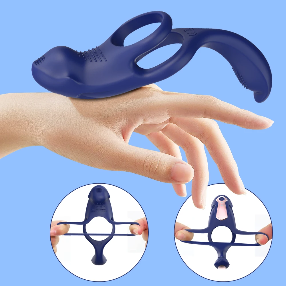 APP Controlled  Vibrating Cock Ring with 9 Vibration Modes Delay Ejaculation Erection Medical Silicone Sex Toy for Adult Couples