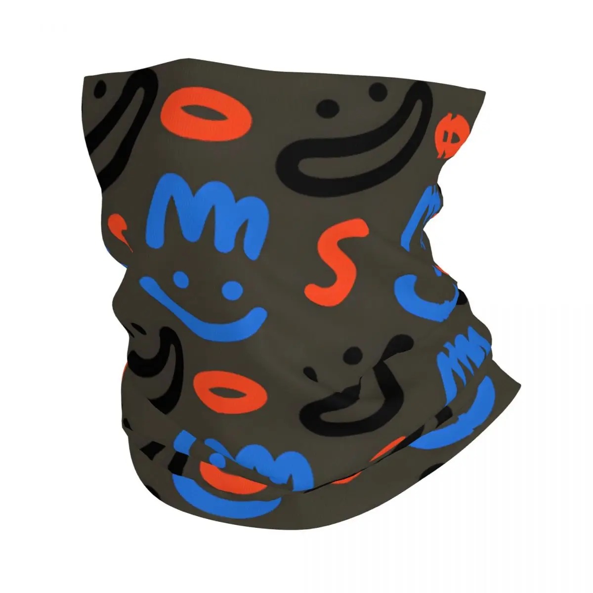 Fun Colourful Line Doodle Minimal - Cute Groovy Pattern Scarf Neckerchief Neck Face Mask Polyester