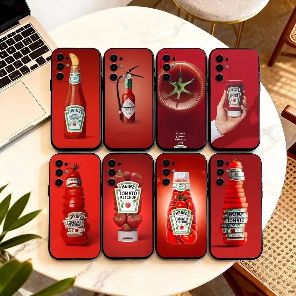 Tomato Ketchup Mustard ART  Phone Case Black Silicone Soft For Samsung S25,S24,S21,S22,S23,S30,Ultra,S20,Plus,Fe,Lite