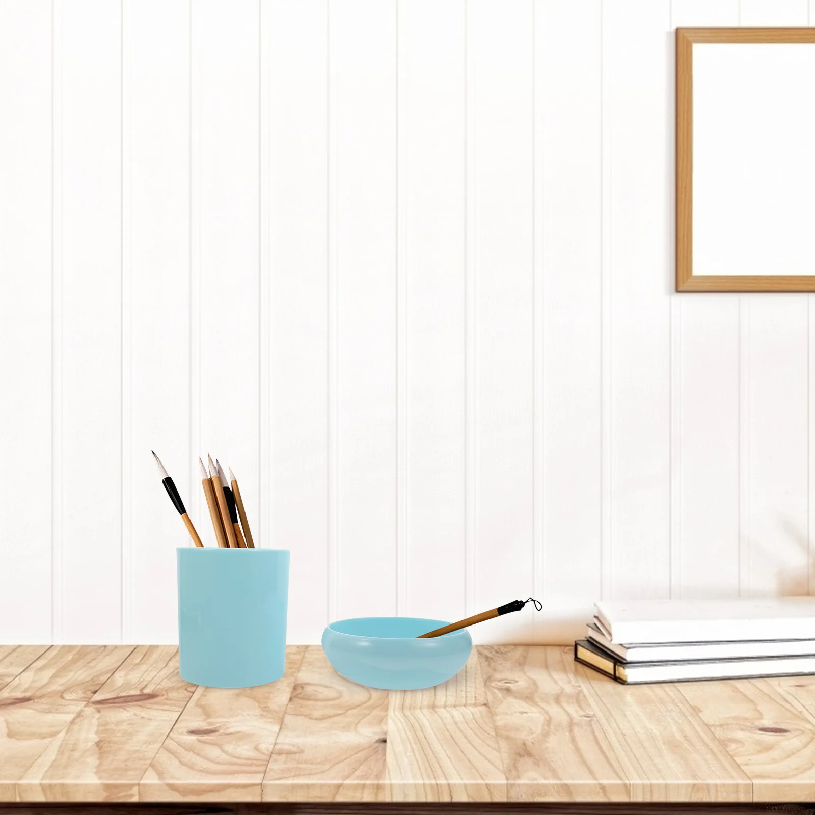 

2Pcs Pen Holder Plastic Brush Washer Calligraphy Supply Office Desktop Organizer Practical Pen Holder Brush Container