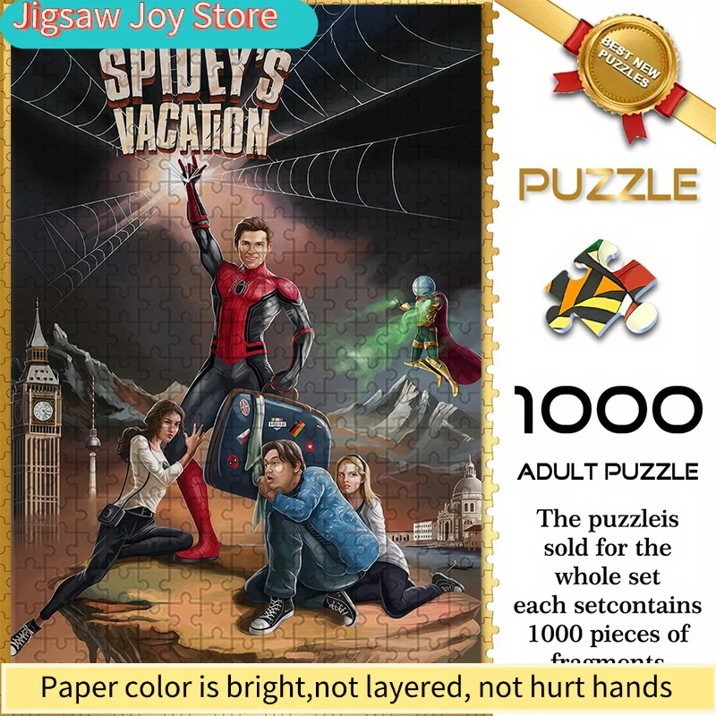 

of Marvel Spider-Man Themed Seamless Puzzles W26.1.9-74, Featuring Fun Posters of Spider-Man'S Holiday Theme with Landmarks fr