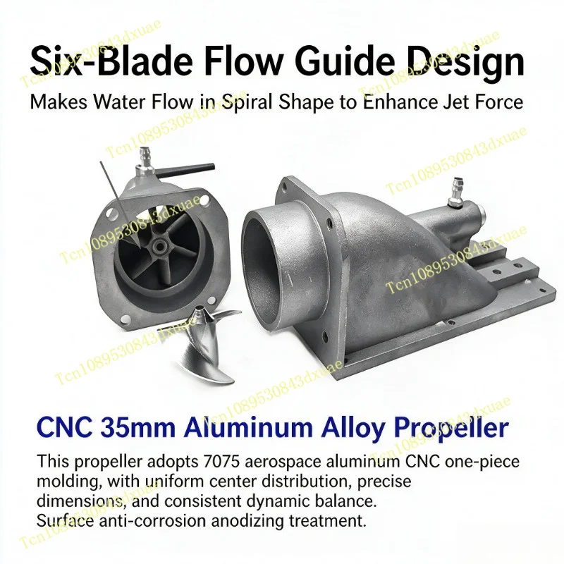Full Aluminum Alloy 35mm Metal Pump Jet Thruster Water Jet Ejector Spray Propulsion Pump for RC Model Boat Ship view 3