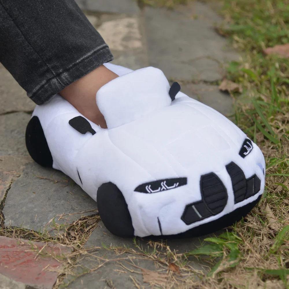 Car Plush Slippers Fun  Vehicle Shape Plush Slippers Women Men Cartoon Car Warm Soft House Shoes Christmas Party Indoor Slipper