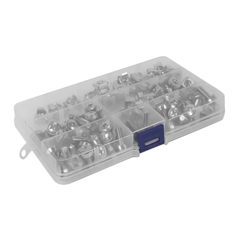 

A70P 150 Sets M6 Square Hole Hardware Cage Nuts&Mounting Screws Washers (M6 X 20Mm)(Screw+Washer+Cage Nut)