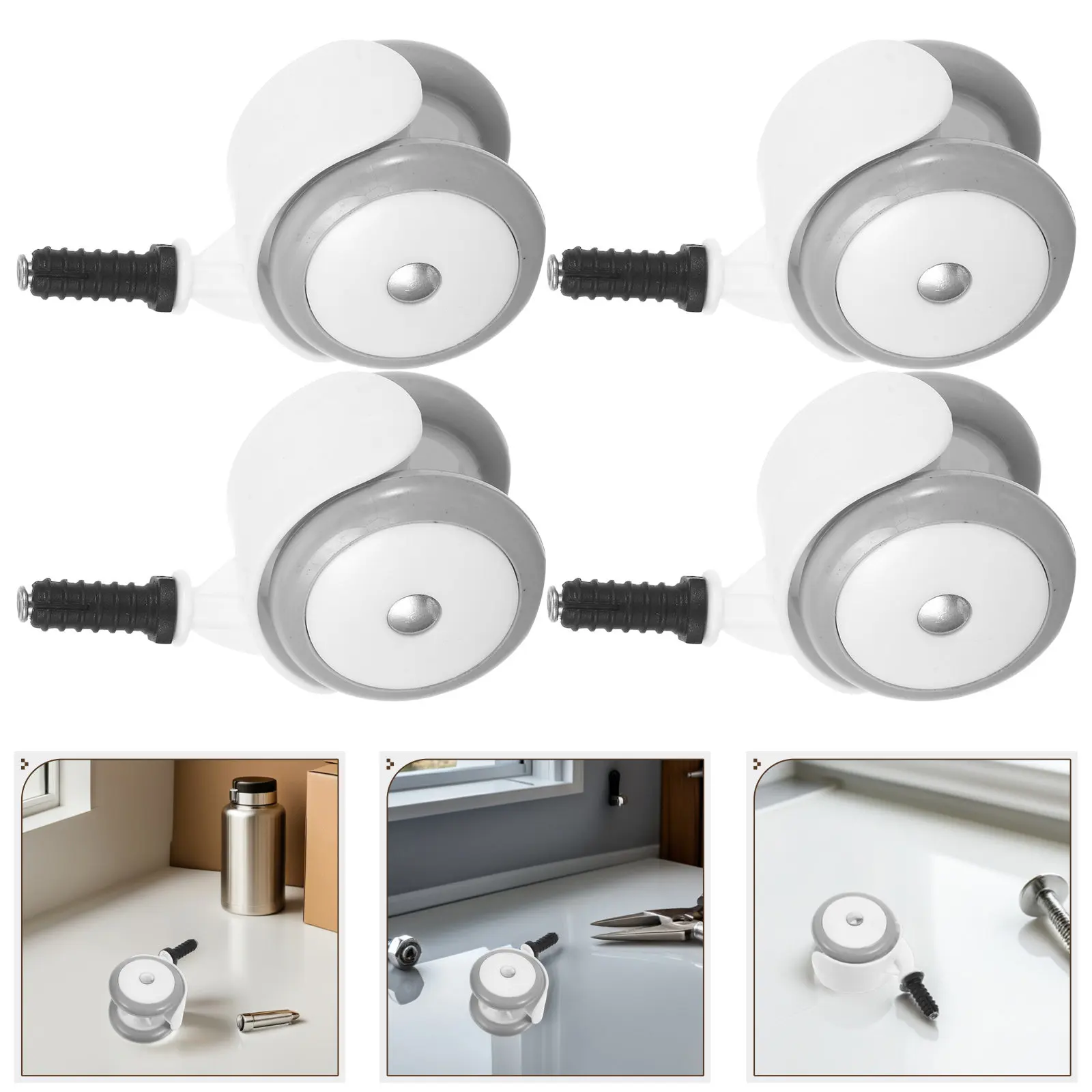 

4Pcs Infant Stroller Wheel Replacement Set Smooth Silent Rubber Caster Wheels for Toddler Walker Easy Install Maintenance