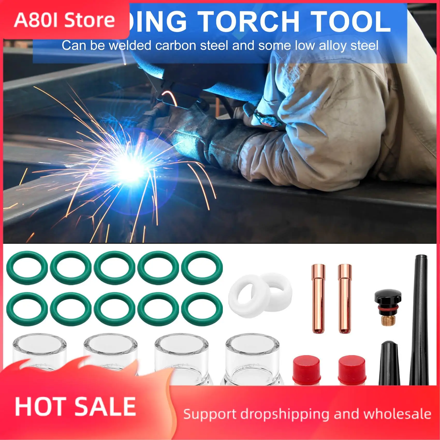 

A80I 23PCS TIG Stubby Gas Lens 17GL332 3/32Inch & 12 Cup & TIG Gas Lens Alumina Nozzle Kit For DB SR WP 17/18/26 TIG Welding Tor