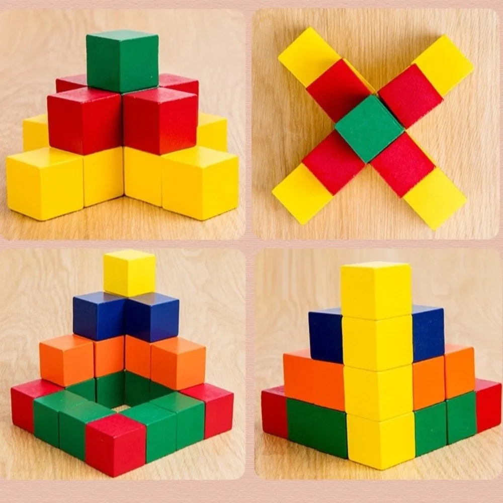 Thuisonderwijs 3D Houten Puzzel Draagbaar Houten Materiaal Educatief Grappig Kubusblok Hersentraining