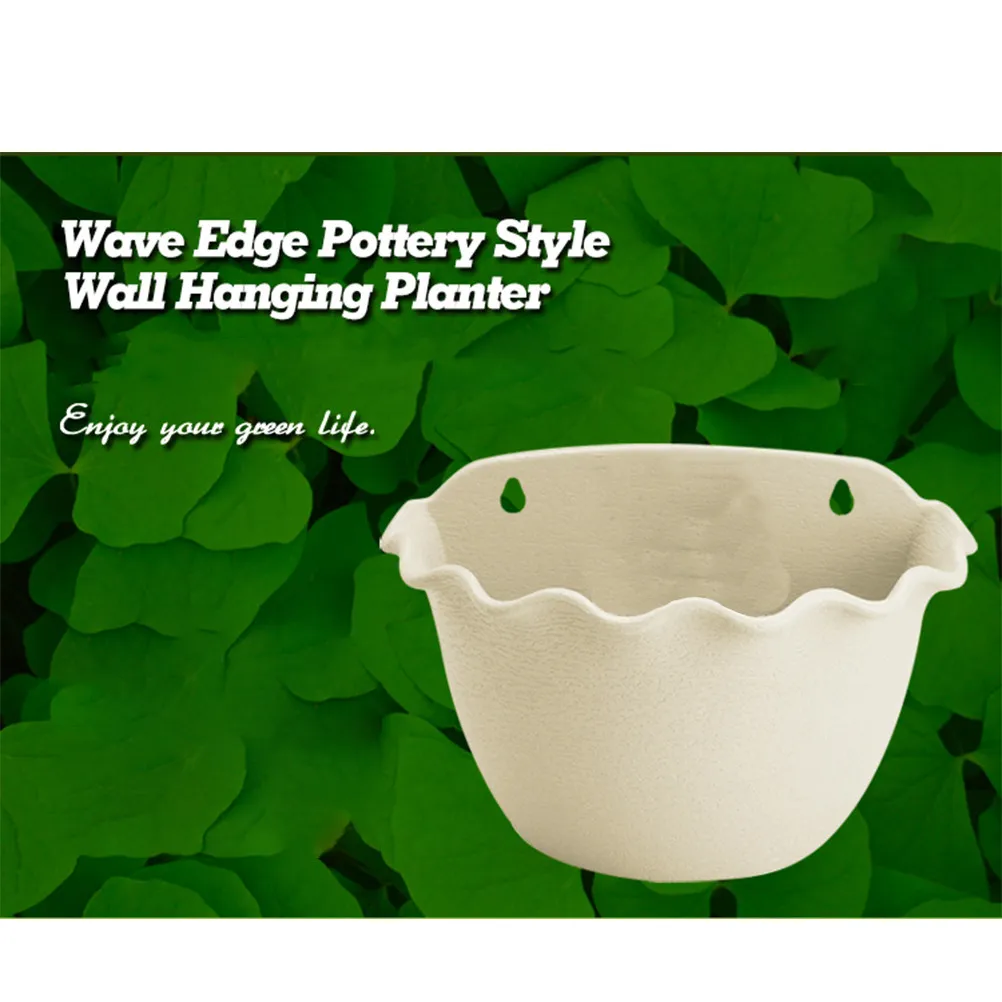 1Pcs Semicircle Wall Planter Plastic Flowerpot Beige Indoor Outdoor Hanging Flowerpot for Home Garden Use Wall Hanging Planter