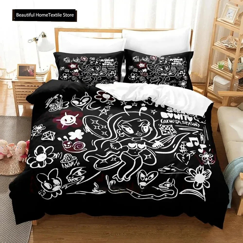 Karol G New Album Cover Manana Sera Bonito Bichota 2 Bedding Set Cartoon Anime three-piece Set Teenager Bedroom Duvetcover Sets