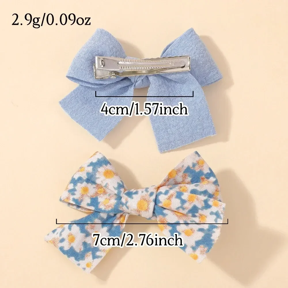 

4Pcs/Set Sweet Kids Bows Hair Clip for Baby Girls Cute Printing Hairgripes Lace Striped Yarn Barrette Headwear Hair Accessories
