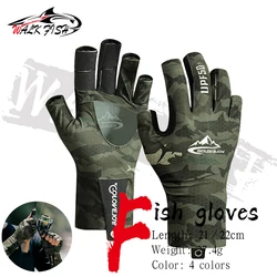 WALK FISH 1 Pair UPF 50+ Fishing Gloves- Fingerless Sun Protection Fishing Gloves- Fishing Sun Gloves for Women Men Outdoor