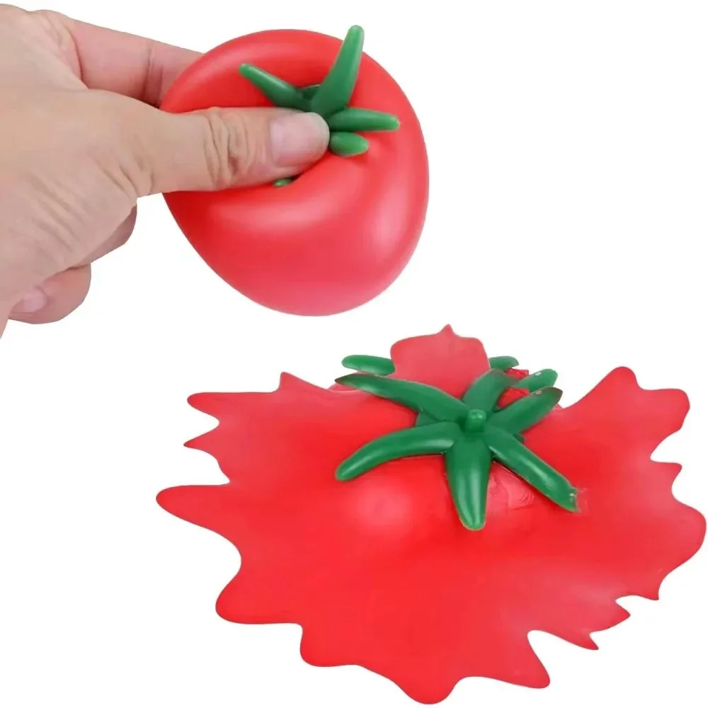 Bola de estresse mole de tomate, brinquedo sensorial macio para tdah, autismo, recuperação lenta, brinquedo de apertar para adultos e crianças, presente de natal