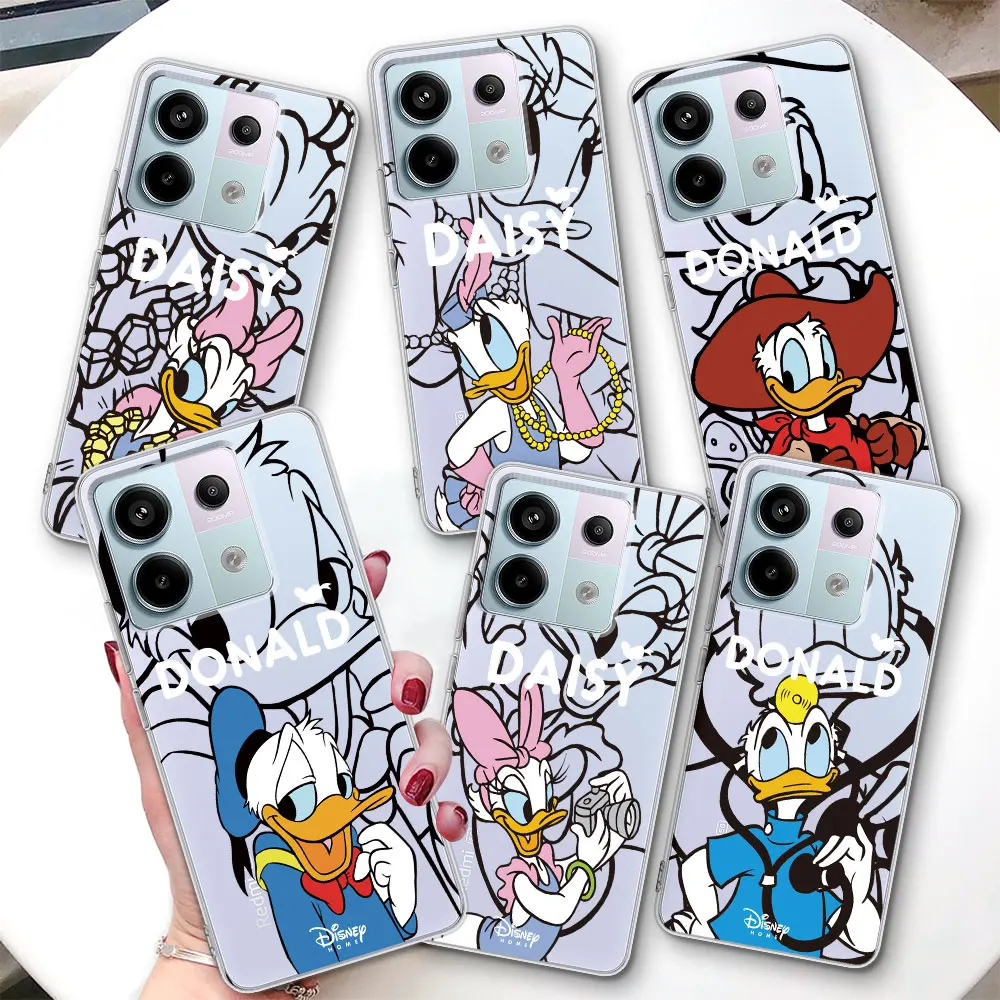 Disney Donald Duck Couple Case for Xiaomi Redmi Note 9 10 8 10S 11 11S 12 12S 9S 11T 13 Pro Plus Transparent Soft Phone Cover