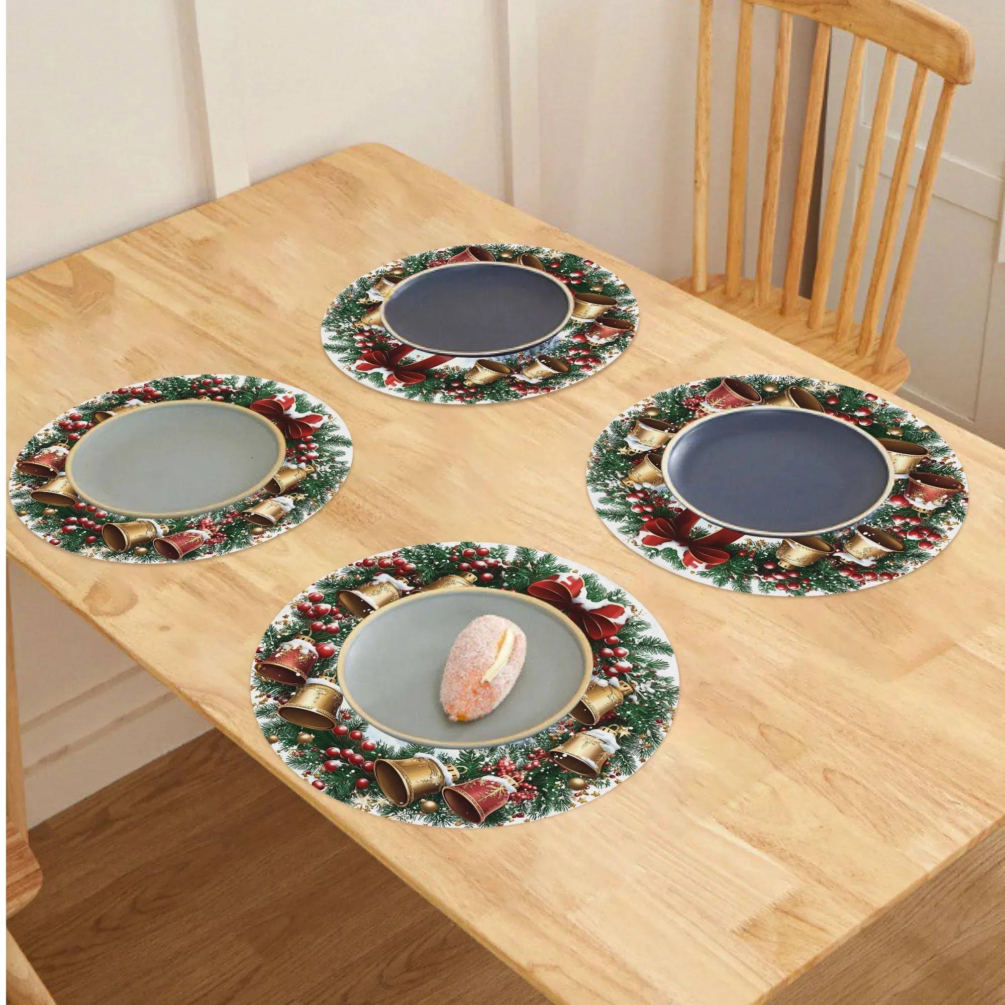 VIKAMA Set Tatakan Natal 4 Buah untuk Pertemuan Keluarga, Pesta Natal, Dekorasi Meja Liburan & Aksesoris