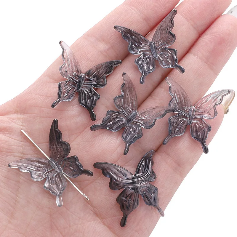 20Pcs Acrylic Clear AB Color Butterfly Beads for Crafts