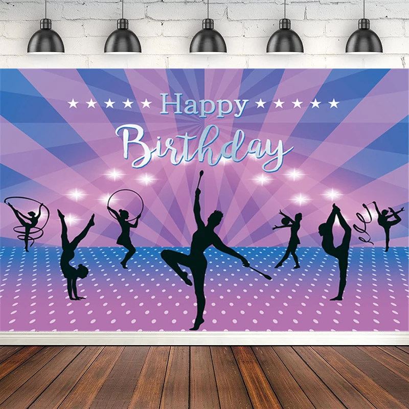 Photography Backdrop Gymnastics Birthday Gymnast Girls Tumbling Flip Jump Tumble And Play Decor Background Poster Photo Studio