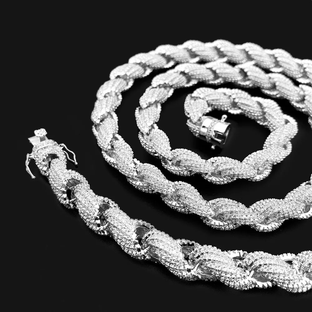 10mm Iced Out Rope Chain Bracelet  for Men Women Bling Zircon Hand Chain Hip Hop Jewelry Gift Drop Shipping