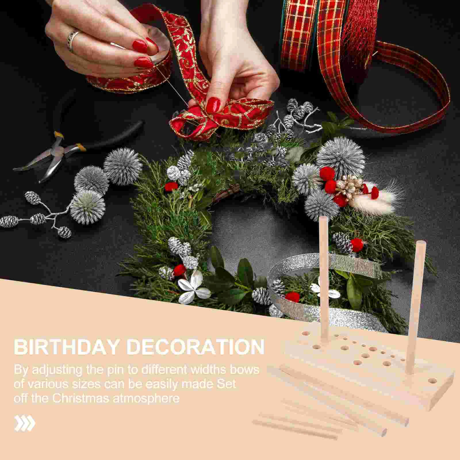 Bow Maker Bowknot Christmas Ribbon Multipurpose Lengthen Wooden Making Supplies Accessory Craft DIY Tool Decor