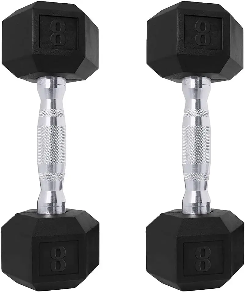 

Dumbbells Set of 2 Exercise Fitness Dumbbell for Home Gym Free Weights Hand Hex Dumb Bells, Black 8 Pounds,Pair