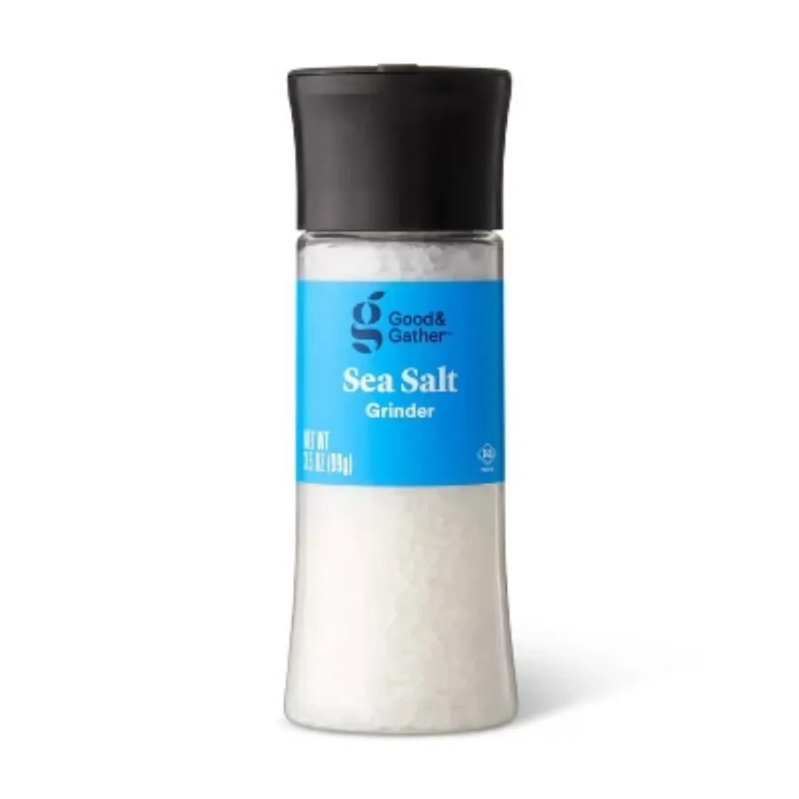 

Sea Salt with Grinder - 3.5 oz -helps enhance flavor，The grind function allows you to easily grind the salt