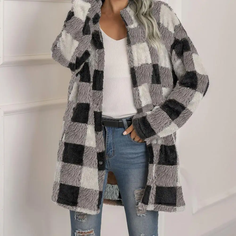 Holiday Ladies Winter Warm Plaid Long Jacket Cardigan Trench Coat Womens Tartan Check Jacket New