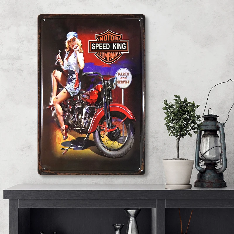 

Locomotive and Girl Vintage Metal Sign Tin Sign Motorcycle Club Decoration Plaque Home Wall Decor Bar Sign Home Decor Poster