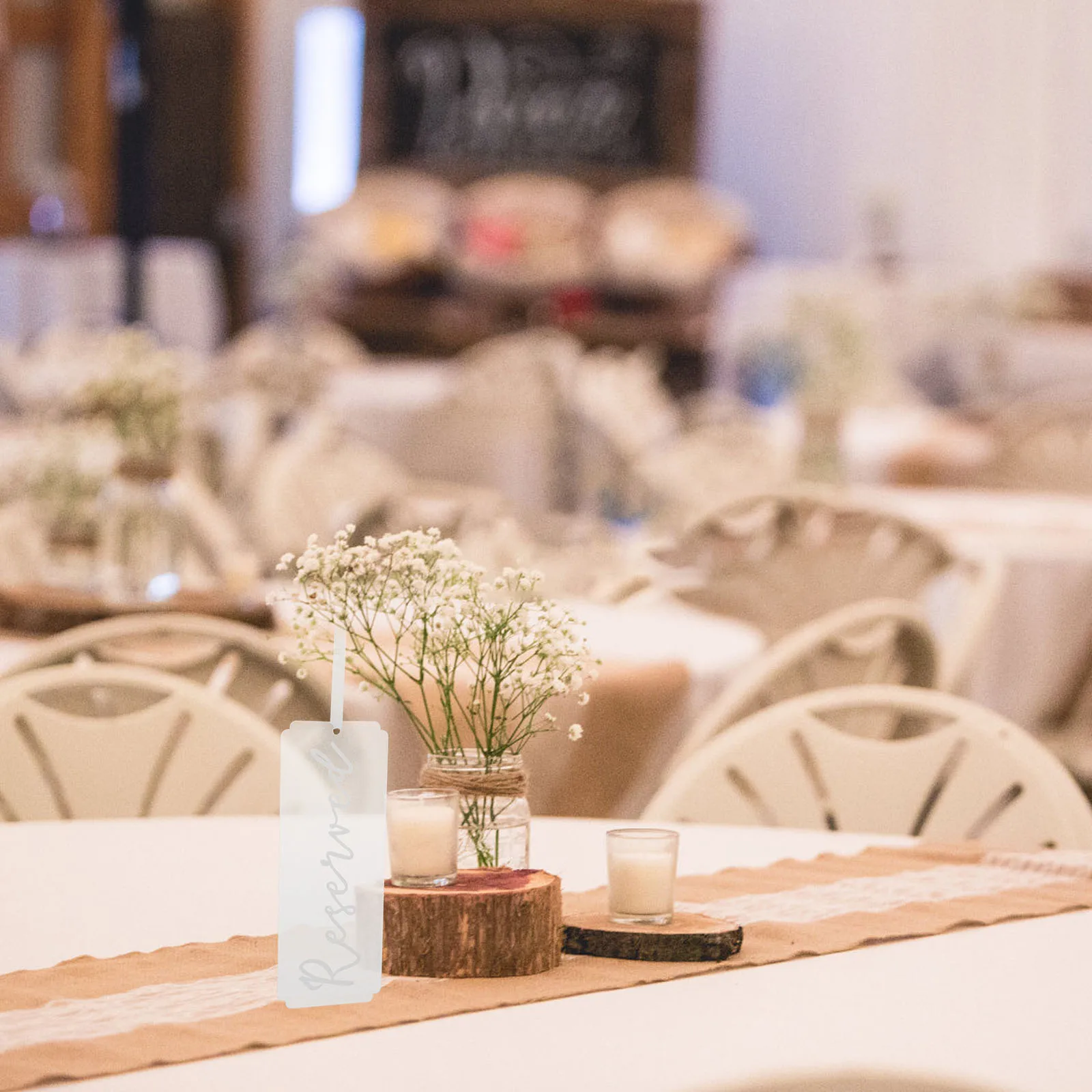 

5pcs Wedding Chair Signs Acrylic Transparent Seat Reservation Reusable Hanging Tags Seating Labels Decorative Signs