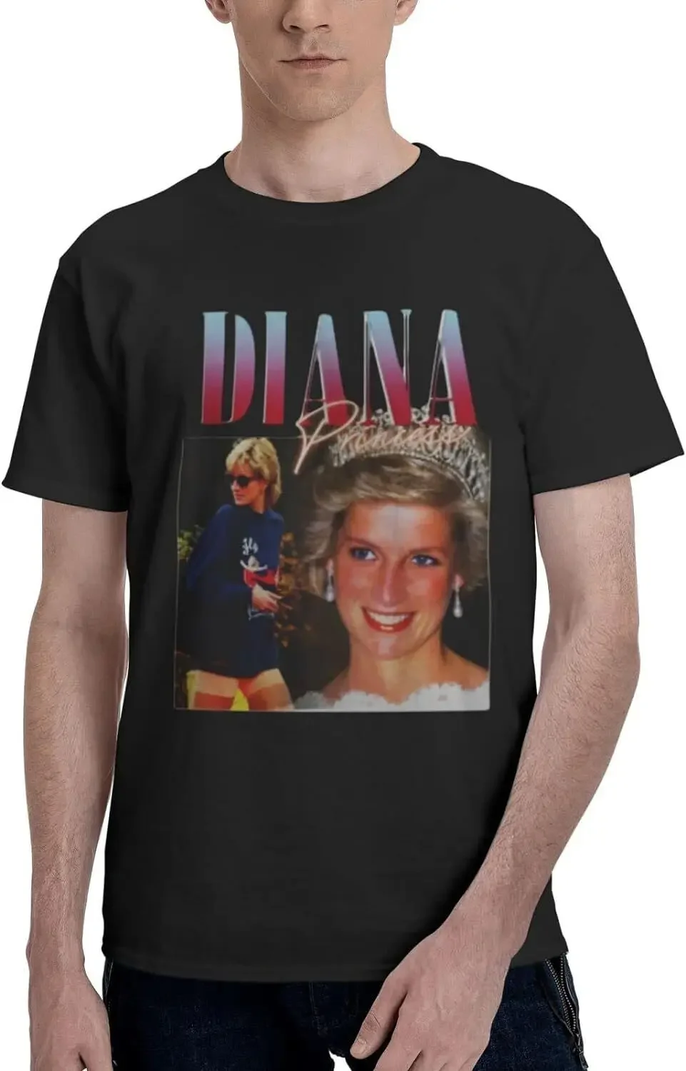 Princess Diana T-Shirt Mens Classic Fashion Round Neckline T-Shirt Short Sleeve