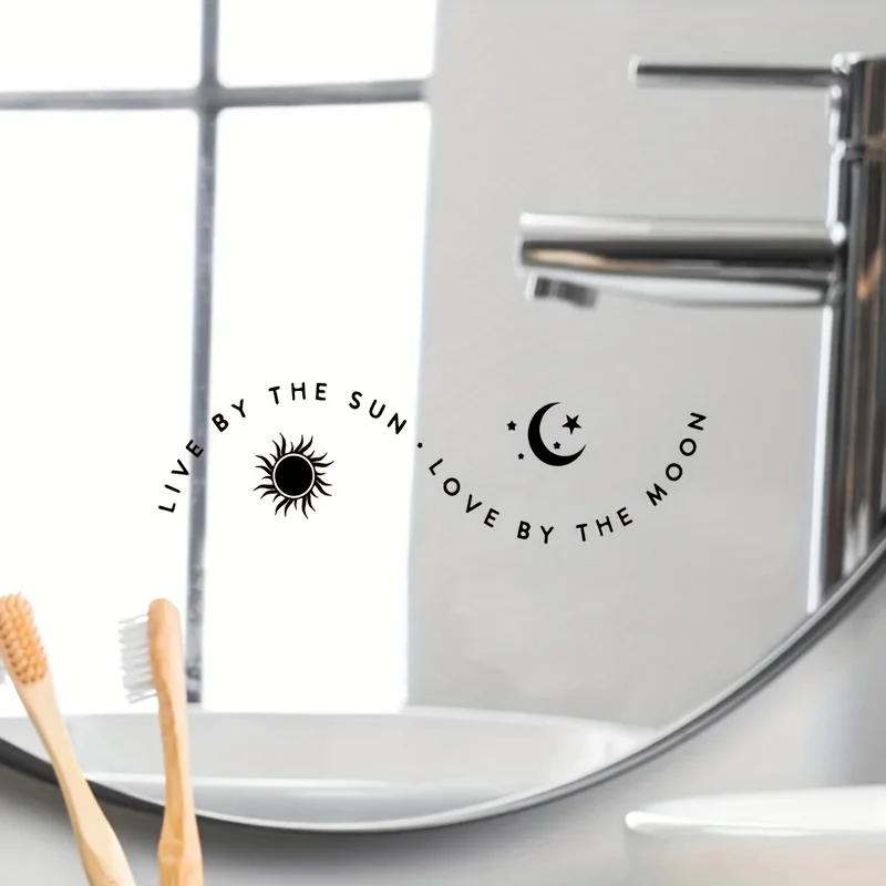 

Виниловые наклейки «Солнце и Луна», дизайн «Солнце — для жизни, Луна — для любви», съемные наклейки без остатка следов для автомобильных окон, зеркал и внешнего декора.