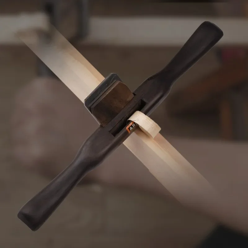 265mm Flat/round Bottomed Ebony Hand Planer Round Handle Straight Line Type Wood Planer Woodworking Trimming Push Plane Tools