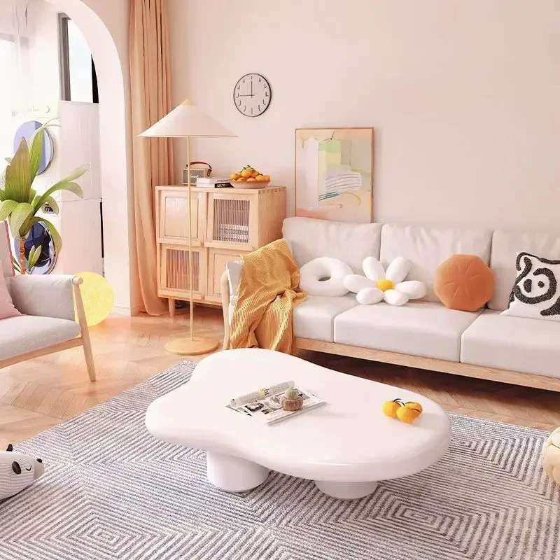 Atmosphere Cream Wind Cloud Blossom Style Living Room Sofa Tea Table Irregular Cloud Table Cute Irregular Indoor Tea Tables