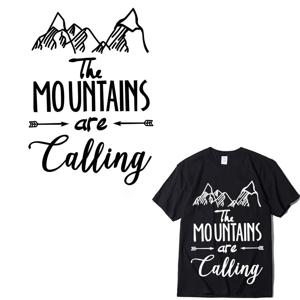 The Mountains Are Calling Patches for Clothing Heat Tranfer Stickers for Cloth Washable DIY Thermal Transfer Iron on Patches