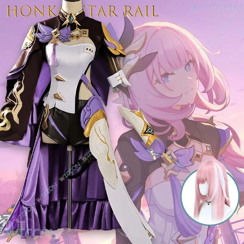 

Elysia Cosplay Costume Honkai Star Rail Game Pink Elf Lady Outfit Full Set with Wig and Accessories for Halloween Party