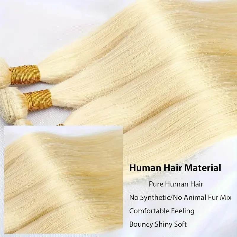 Straight 613 Blonde Human Hair Bundles 1/3/4PCS Set Honey Color Real Brazilian Virgin Hair Full End Double Weft Hair Extensions