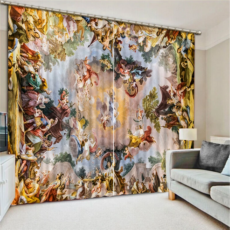 Europe curtains angel curtain Bathroom shower curtain print polyester waterproof curtain home decoration curtain with hook