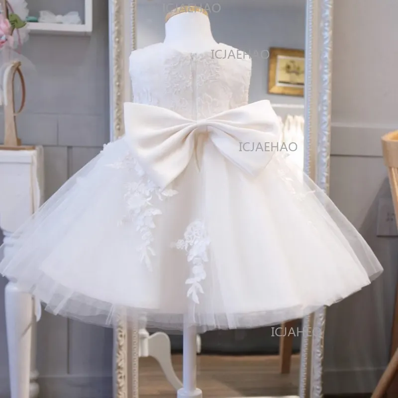 Girl Baby Luxury Dress, Daily Wear &  Piano Recital Party Performance Gown Costume White Lace Forest Style Puffy Tulle Princess