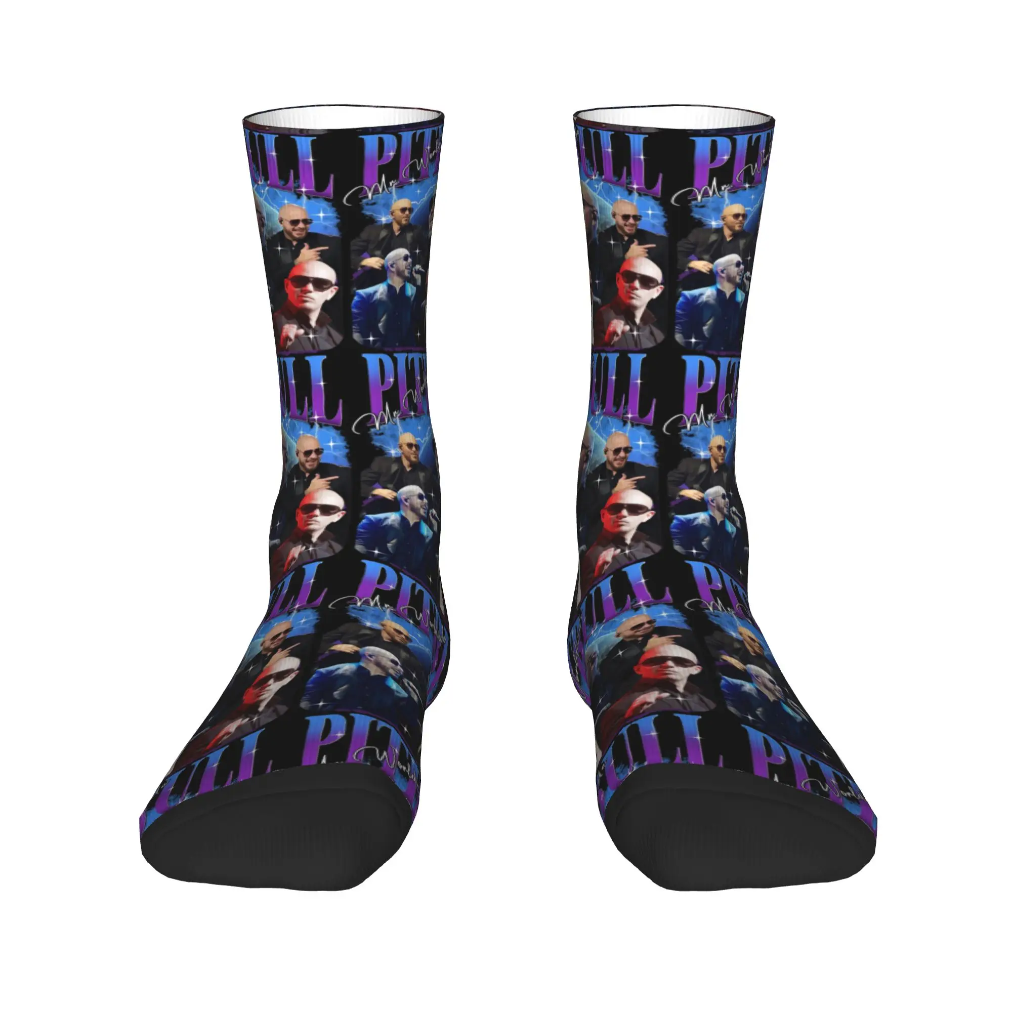 Rapper Pitbull Mr Worldwide Stockings Hip Hop Rap  Graphic Fashion Socks Autumn Anti Sweat Socks Couple Sports Quality Socks