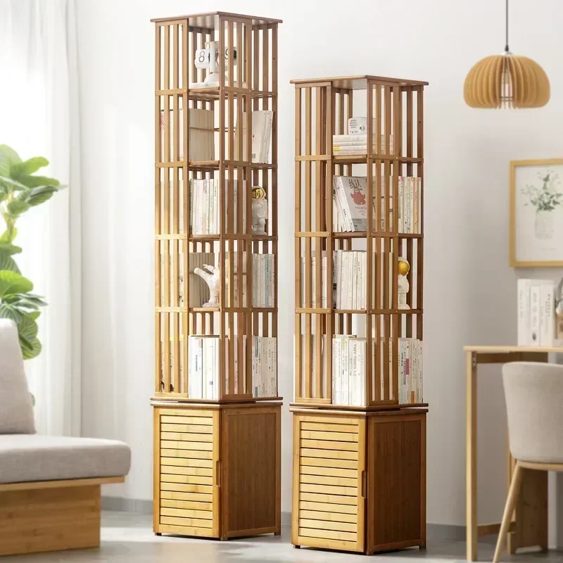 Multi-functional 360 degree rotating bookshelf crevice bookcase floor picture book rack student shelf