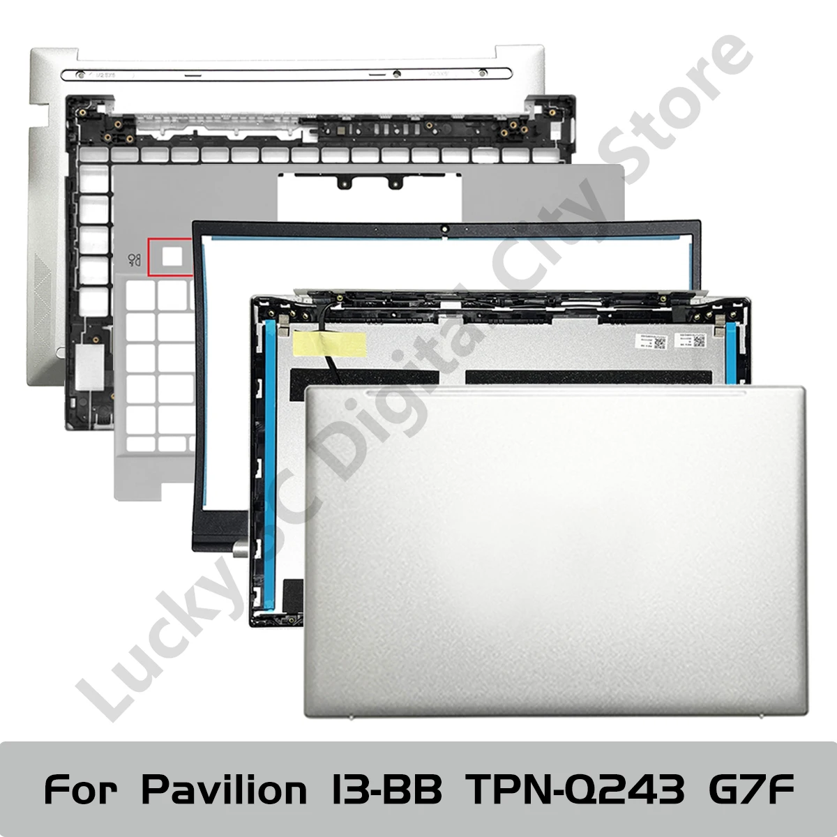 New Laptop Cover For HP Pavilion 13-BB TPN-Q243 G7F Notebook Screen LCD Back Bover Palmrest Bottom Case Cover Shell Silver