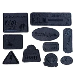 10PCS/ Black Clothing Badges Embroidery Applique Stickers Self-Adhesive Patches,Sewing or Iron On Patch For Backpack,Hat,jacket